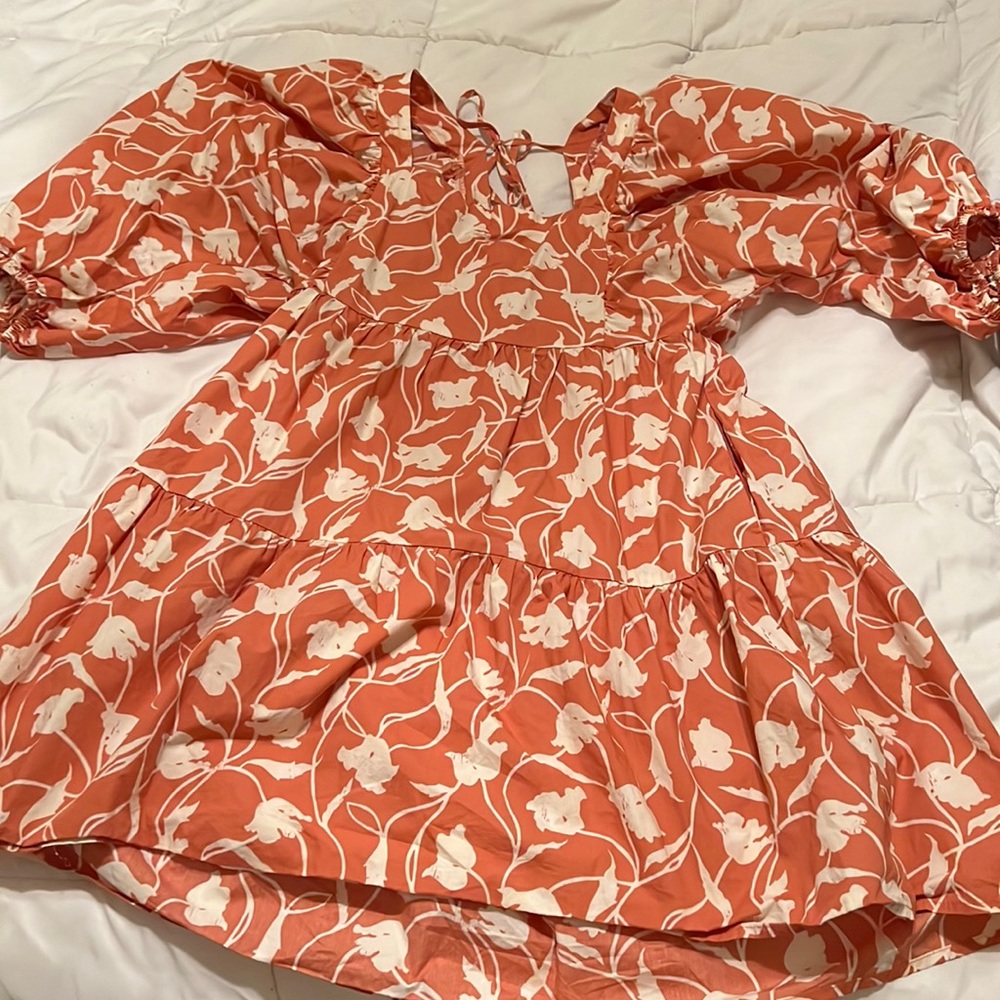 Floral orange with white flowers dress
